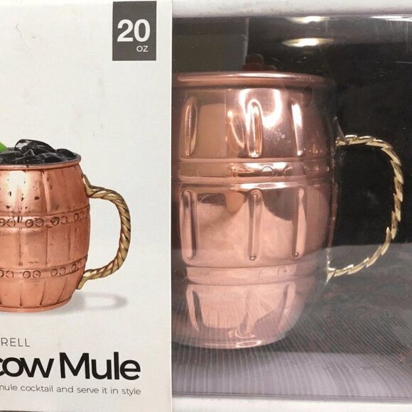 NWB Moscow Mule Finish Solid Copper Set Of 2 550 ml Copper Mug Cup Gift Set New - Picture 7 of 9